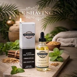THE SHAVING CO Aceite Pre Afeitado - Aroma Sándalo Menta. Aceite para un Afeitado Perfecto que ademas Nutre, Humecta e Hidrata tu Barba desde la raíz.