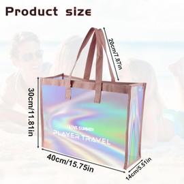 AfitLulu Holographic Handbag Women's Dry Wet Separation Shoulder Bag Women's Beach Bag with 3 Compartments Waterproof Handbag Women Large for Beach Shopping Swimming Gym, black