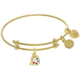 Brass with Yellow Finish Enamel Paint Pallet Char M On Yellow Angelica Collection Tween Bangle (Small)