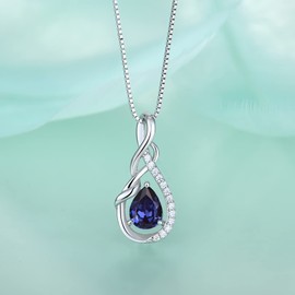 starchenie Infinity Teardrop Pendant Necklace 925 Sterling Silver Birthstone Jewelry for Women