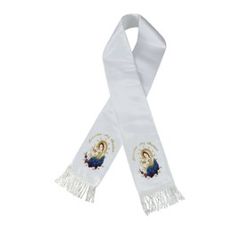 Embroidered Christening Stole Scarf Sash Virgin Mary and Pope Maria (L)(5~7 yrs)