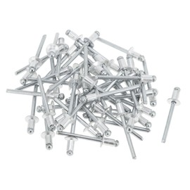 INFINAUTO Open End Large Flange Blind Rivets 4.8mm Grip Diameter 8mm Grip Length 9.5mm Flange Diameter Aluminum Alloy Iron Silver Tone