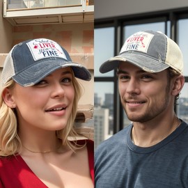 Popfizzy Shut Up Liver You're Fine Hat for Men and Women, Funny Drinking Gifts, Jersey Shore Trucker Hats, Adult Humor Caps