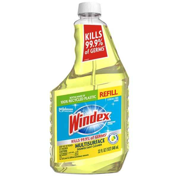 Windex Multi-Surface Cleaner and Disinfectant Refill Bottle, Citrus Fresh Scent, 32 fl oz
