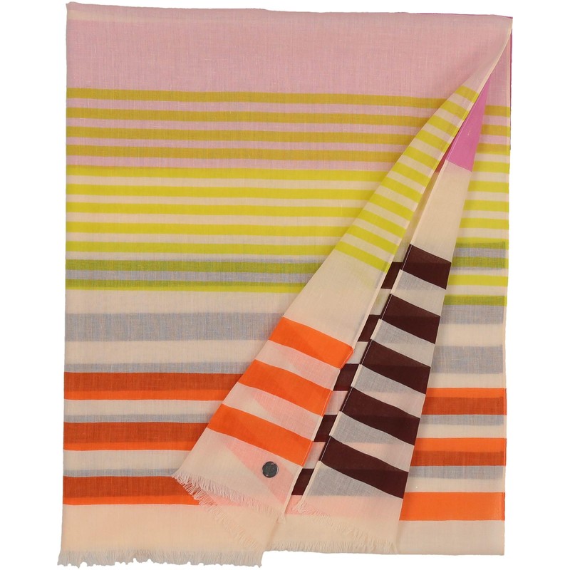 FRAAS Cotton stole with colour blocking stripes, 50 x 180