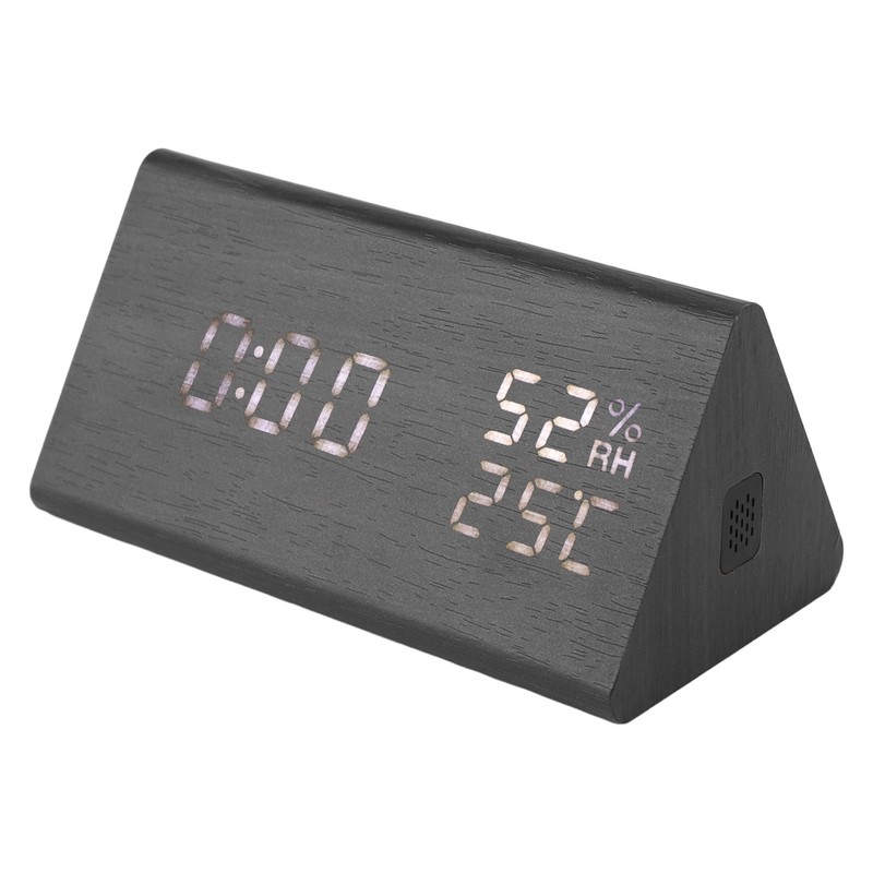 Wooden Digital Alarm Clocks LED Display Temperature Humidity Alarm Clocks