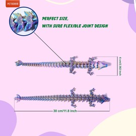 PETBSNVB Three Color 12" 3D Printed Dragon, Articulated Dragon, Crystal Dragon, Dragon Fidget toy, Home Office Decor Executive Desk Toy (Yellow Head)