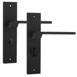Decoranddecor Spectra Matt Black Keyhole Backplate Door Handles Set – Lever Door Handles with Backplate for Modern Internal Applications in Commercial and Residential Environments
