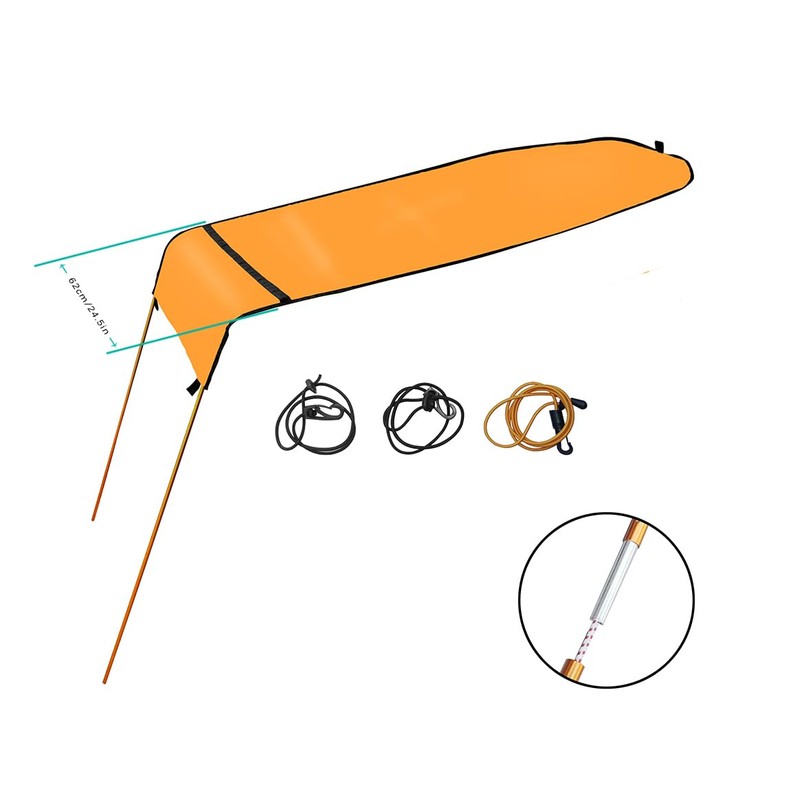 Kayak Sun Shade Canopy, Single Person, Waterproof, Orange, with Mounting