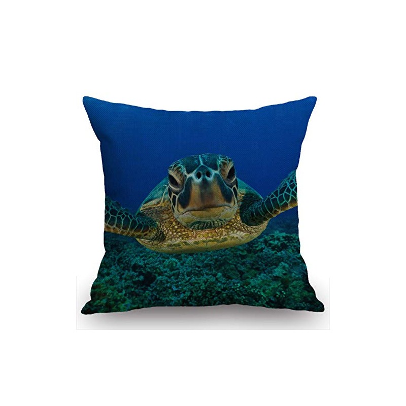 Swono Sea Turtle Cotton Linen Throw Pillow Case Cushion Cover