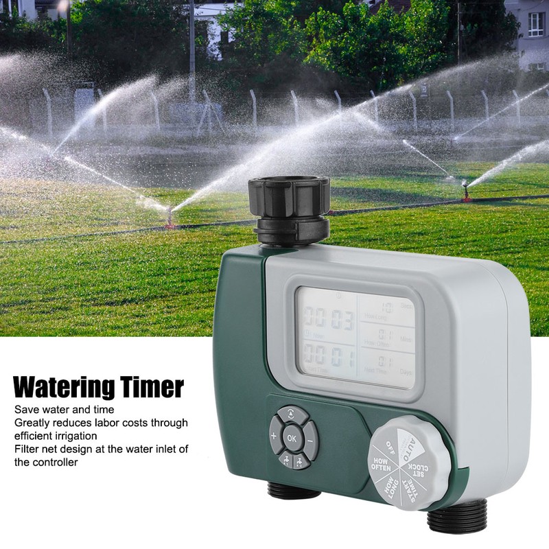 DualOutlet Timer Irrigation System Controller Intelligent Large Display Watering Controller