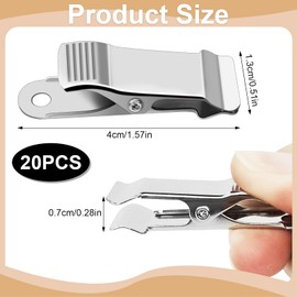 Omsscun 20Pcs Alligator Clips, Metal Clips, 1/2 Inch Wide Small Crocodile Clips, Croc Clips, Spring Clamps, Wide Metal Mini Clamps for Work Home Improvement Wire, Photo, Curtain, Crafts (Silver)
