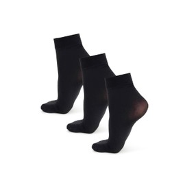NOQ 3-Pack Women Socks Above Ankle Plain 40 DEN Opaque Microfiber Matte Classic with Comfort Top One Size Casual Office Ladies Socks Mira, Nero Multipack