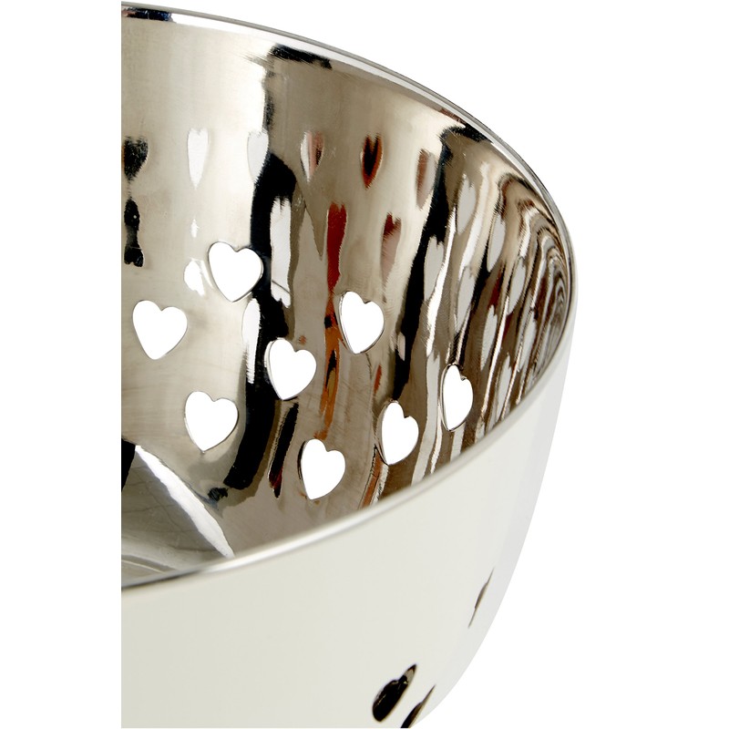 Premier Housewares Bowl with Hearts Design, Cream