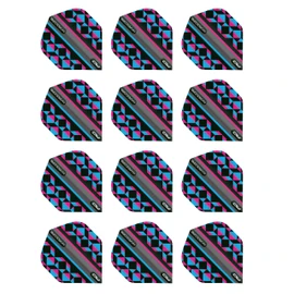 RED DRAGON Hardcore Radical Pink, Blue & Black Geometric Dart Flights - 4 Sets Per Pack (12 Dart Flights in total)