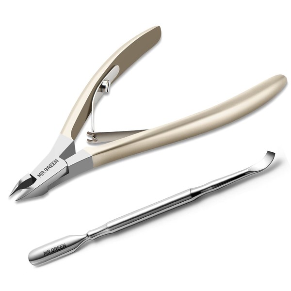 MR.GREEN Cuticle Scissors, Stainless Steel Sharp Cuticle Nippers with Pusher