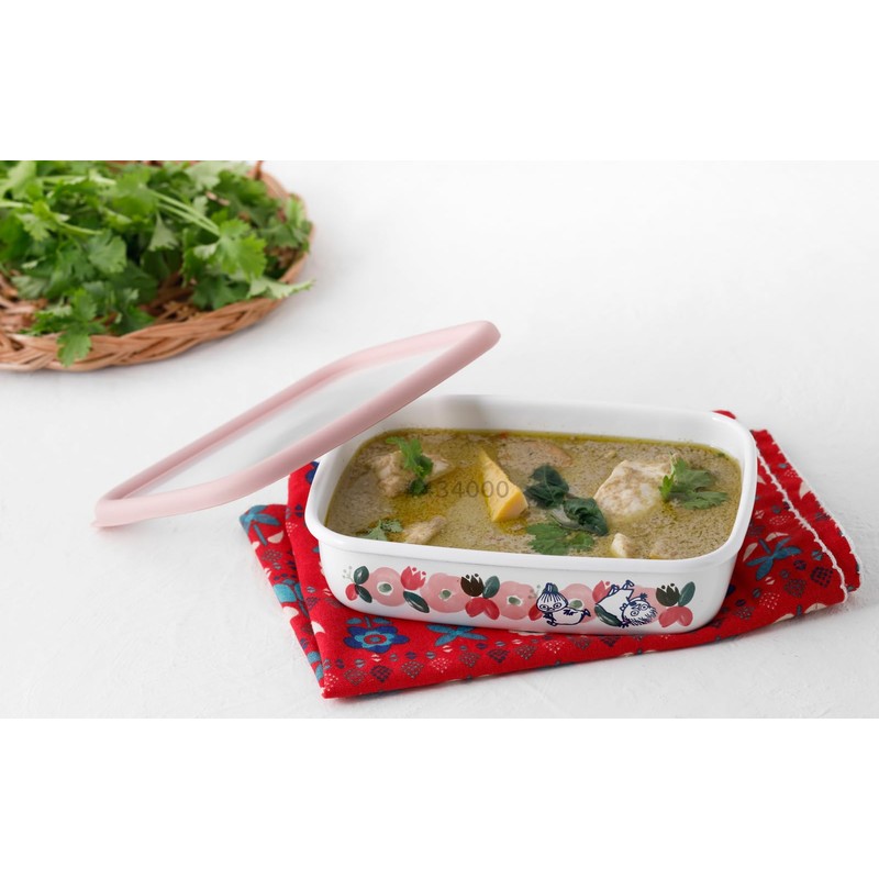 Fuji Enamel Moomin Flower Garden Shallow Square Container M