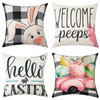 Volcanics Set of 4 Easter Pillow Covers 18x18 Inch, Hello