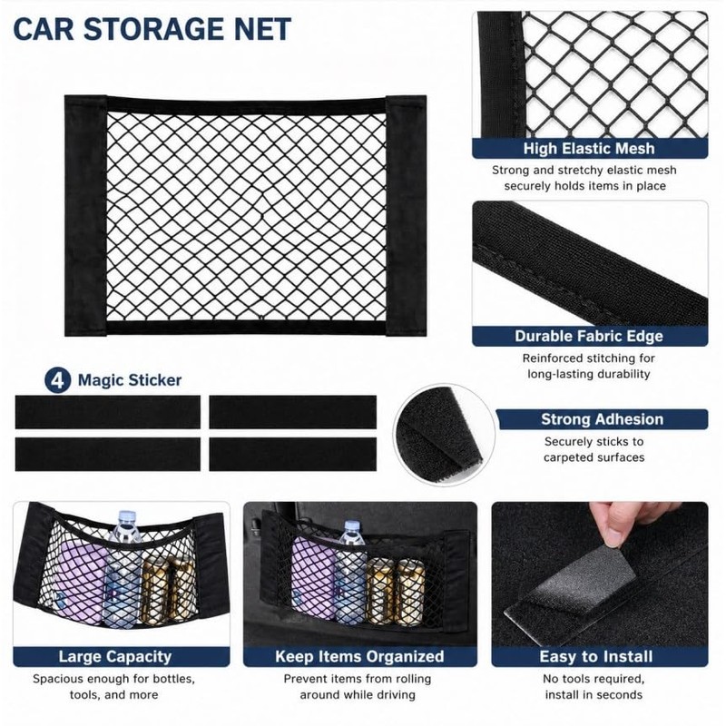 YEDOUALE Rete Portaoggetti Auto 2 Pezzi 40x25 cm Organizer Baule