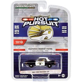 1982 Ford Mustang SSP Black and White CHP California Highway Patrol Hot Pursuit Series 36 1/64 Diecast Model Car by Greenlight 42930 C