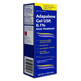 TARO Adapalene 0.1% USP Gel, Paraben Free, Retinoid Acne-Prone Facial Treatment for Sensitive Skin, Prescription Strength (1.6 Oz)