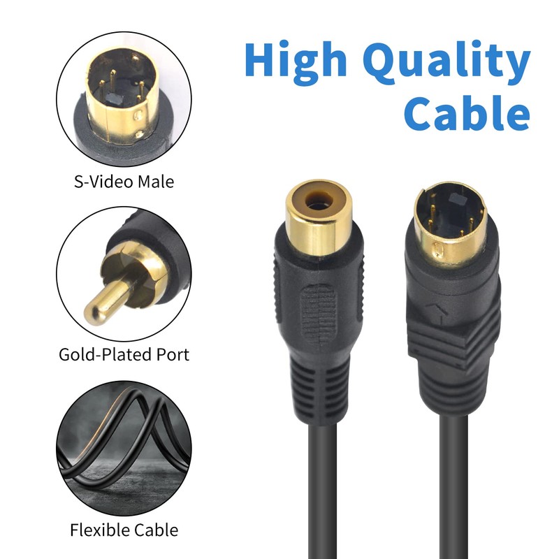 Poyiccot 4pin S-Video to RCA Cable, 2Pack S Video to