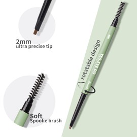 Eyebrow Liner, Ultra Slim Eyebrow Pencil Automatic Brow Definer Long Lasting, Waterproof Micro Fine Triangle Tip Double Head Brow Sculptor for Natural Eye Brow Lamination Makeup Look, Chestnut, YES.EYE DO