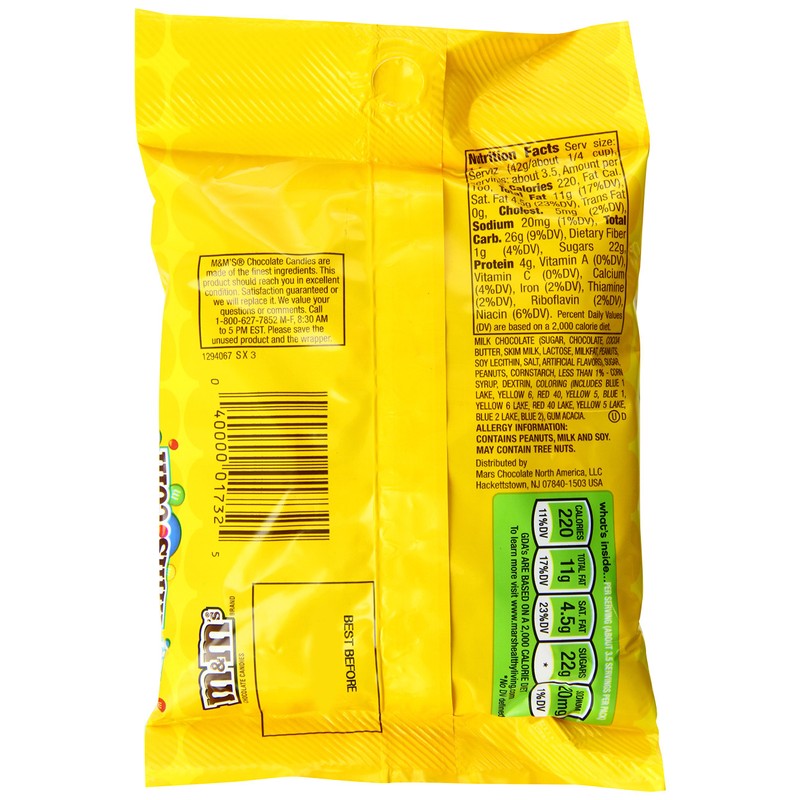 M&M'S Peanut Chocolate Candy 5.3-Ounce Bag (Pack of 12)