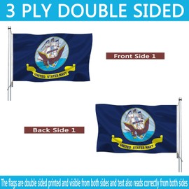 US Navy Flag Double Sided 4x6 Outdoor- Heavy Duty Navy Naval Military USN Flags -United State Navy Flags Banner with 2 Brass Grommets 4 Rows Stitched