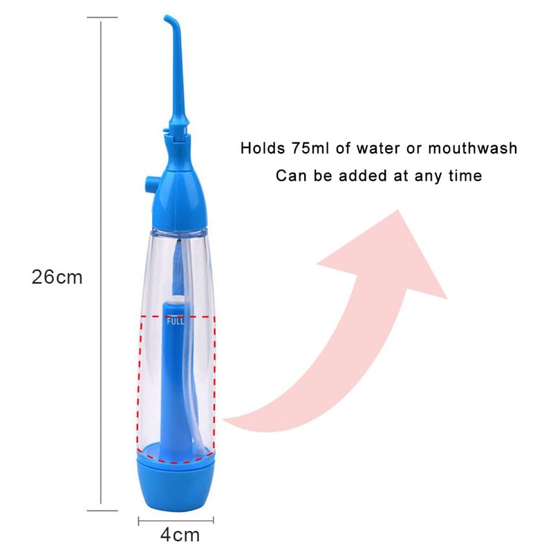 Portable Manual Water Dental Flosser – Non-Electric, Cordless Oral Irrigator