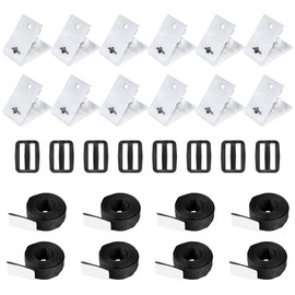 Solar Cover Reel Attachment Kit, Pool Cover Reel Straps and Clips for Inground Swimming Pool - Including 12 Cord Plates, 8 Adhesive Nylon Straps & Tabs, 8 Buckles