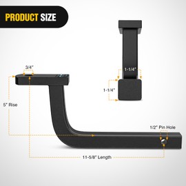 Nilight Trailer Hitch Ball Mount with 1/2" Hitch Pin Clip Fits 1-1/4 Inch Receiver 3,500 lbs 3/4 Inch Hole 5 Inch Rise,