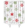 HYKHYK Snowflake Shower Curtain Christmas Winter Red Sage Green Grey