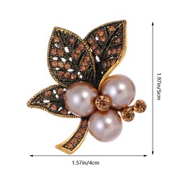 Lurtwais 1piece Vintage Brooch Delicate Alloy Rhinestone Pearl Leaf Corsage Can Be Decorated With Collars, Skirts, Sweaters, Scarves And Shawls
