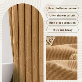 Awellife Boho Shower Curtains for Bathroom Linen Blend Fabric Brown Cotton Bohemian Mid Century Minimalist Arch 72" L X 72" W