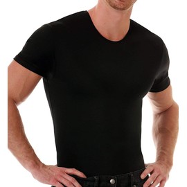 Insta Slim Mens Compression Crew-Neck T-Shirt, The Magic is in The Fabric! (Medium, Black)
