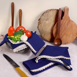 FINGERCRAFT - Juego de 6 paños de cocina multiusos de algodón de alta calidad, muy suaves, muy absorbentes, barra y paños de cocina, 20 x 30 pulgadas, color azul marino