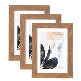 Picture Frame 13 x 18 cm, Wood Colour, Real Wood, Plexiglass, Poster Frame, Photo Frame, Set of 3