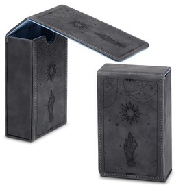 PU Leather Tarot Cards Case Moon Design Playing Cards Holder Tarot Deck Protective Case for Most Standard Size Tarot Cards Playing Cards Gothic Oracle Cards (Star Style)