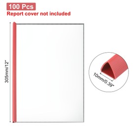 PATIKIL 100Pcs Binding Bars, 10mm Binding Bars Slide Grip 70 Sheets Capacity A4 Size Report Binder Triangle Presentation Binder for Report Cover Resume, Red