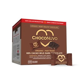 ANDREW LESSMAN ChocoNuvo 66% Cacao - 30 Pieces - Organic Fair Trade Mild Dark Chocolate. Beneficial Plant Sterols to Promote Cardiovascular Health. 25 Calorie Squares, Low Fat, Low Sugar