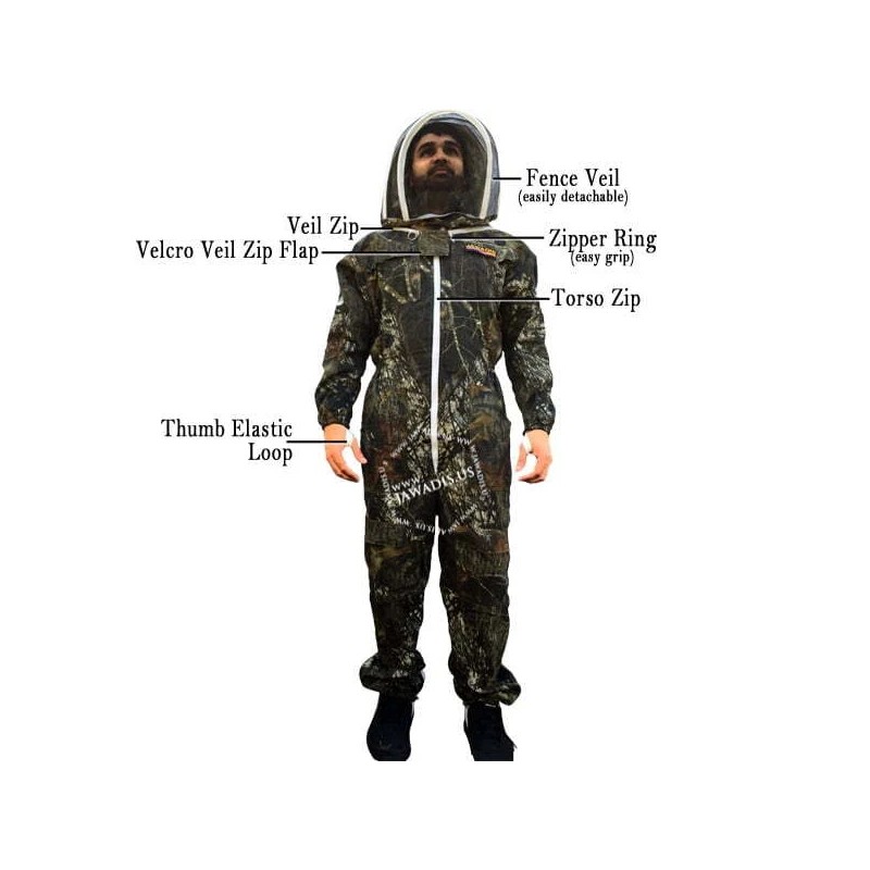 Jawadis USA Medium Adult Camouflage Full Bee Suit - Beekeeping,