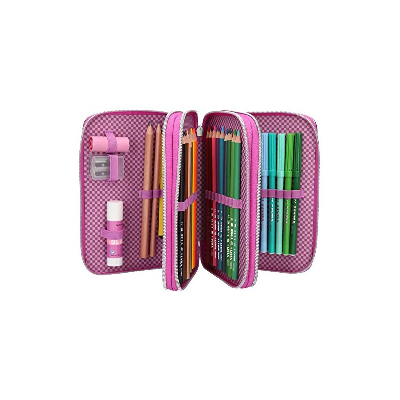 Depesche 10532 Pencil Case 3 Compartments Horses Dreams Pink Multi-Coloured,
