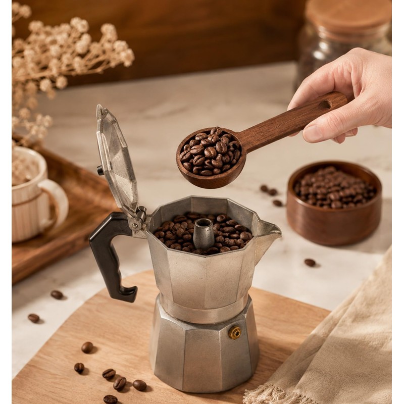 2 PCS Coffee Scoop, Natural Wooden Tablespoon Measuring Spoon (15ml)