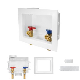 1-PACK GUOFIS Washing Machine Outlet Box, PEX Laundry Washer Box with Central and Side Drain Design(1/2"MIP Sweat Connection Inlet X 3/4"MHT Outlet)