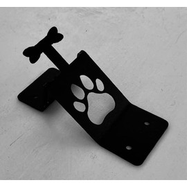 Outdoor Bottle Opener Wall Mounted - Dog Paw & Bone to Attach Pet Leash - Black Metal with Mounting Screws