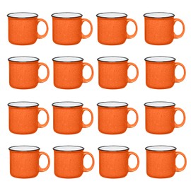 Gifts by Design Set of 16 Ceramic Campfire Mugs – 15 Oz, Orange – Coffee & Tea Cups for Home, Work, Travel, Camping – Customizable, Great for DIY, Events, Companies