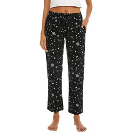ENJOYNIGHT Pajama Pants Women's Comfy Casual Lounge Bottoms Cotton Sleep Pants with Pockets & Drawstring(Large,Moon-Star)
