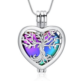 VCCWYQK Heart Urn Necklaces for Ashes for Women Cremation Jewellery Flower Memorial Mini Keepsake Ash Hollow Pendant, Unit size, Stainless Steel, No Gemstone