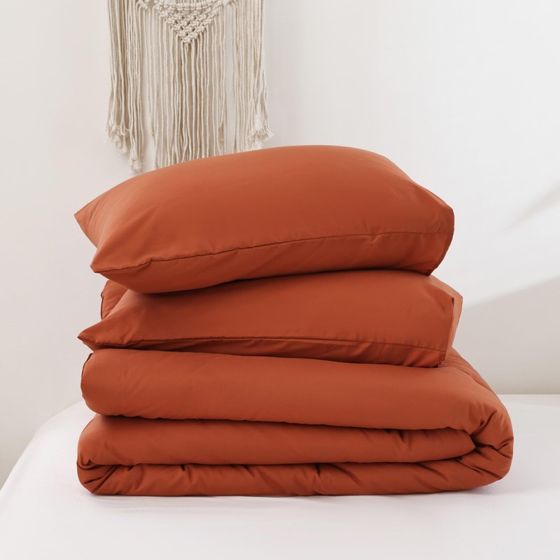 ROSGONIA Oversized King Comforter Burnt Orange, 3pcs (1 Terracotta Comforter